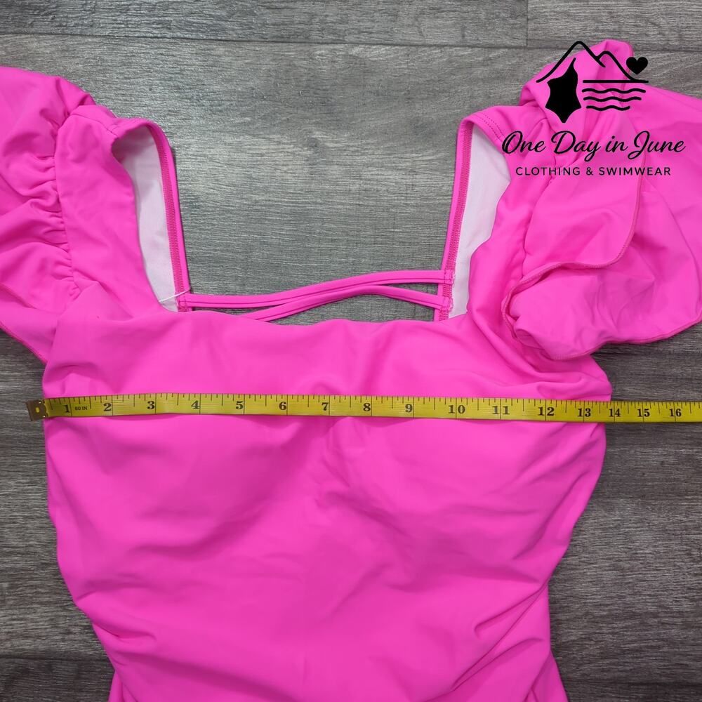 Eomenie Ruffle Shoulder One Piece Swimsuit Size M - Picture 3 of 6